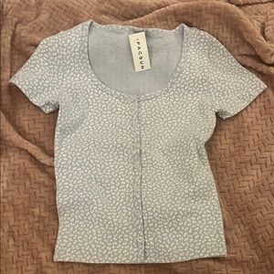 PacSun Women's Blue Floral Top